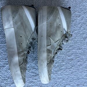 Golden Goose Gray Suede High-Top Sneakers with White Stripe